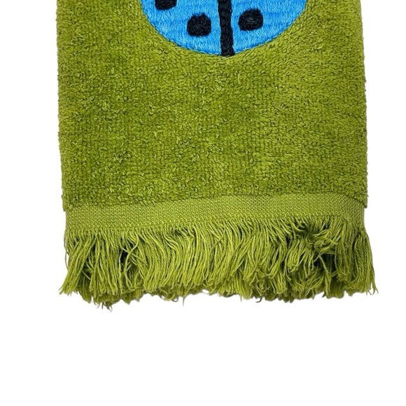 Royal Terry of California Fringed Fingertip Towel Embroidered Ladybug Green - Picture 5 of 9